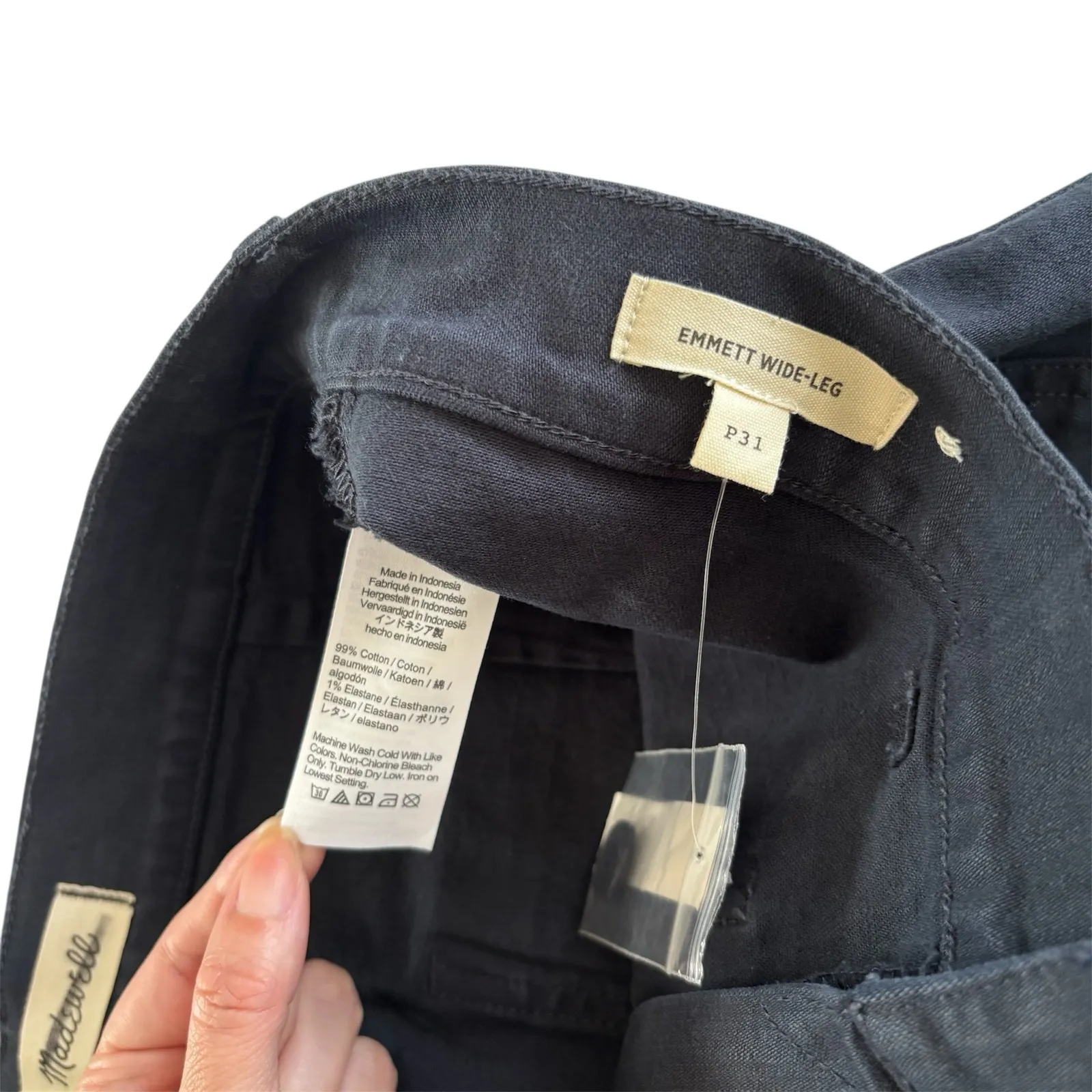 Madewell Emmett Wide Leg Jeans Comfort Stretch Classic Navy Size Petite 31 NWT - Image 4