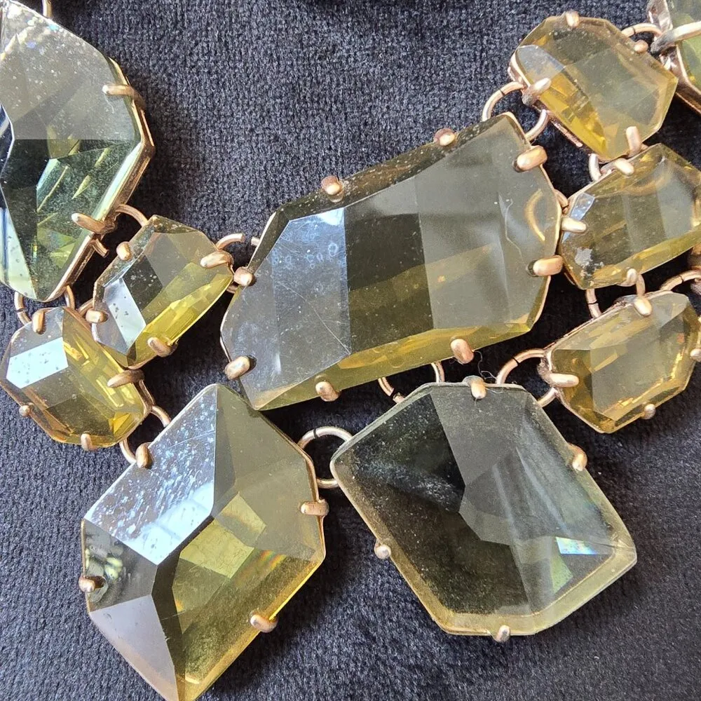 Womens Amber Rhinestone Gold Tone Chain Necklace Jewelry with Spring Ring Brown - Image 3