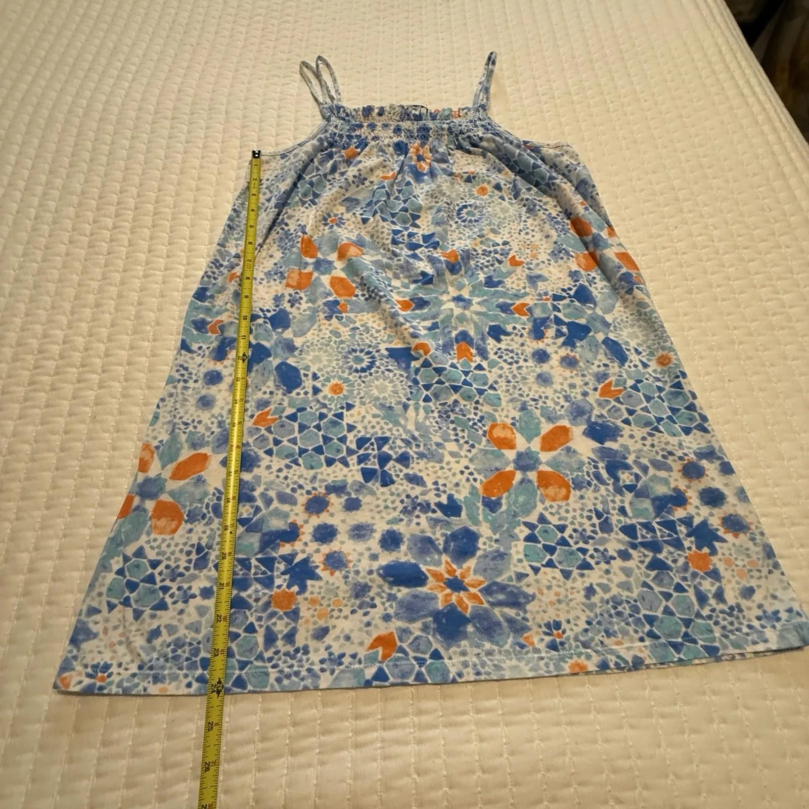 Lauren Ralph Lauren Nightie Slip Short Nightgown Sz M Medium Blue Geo Floral - Image 4