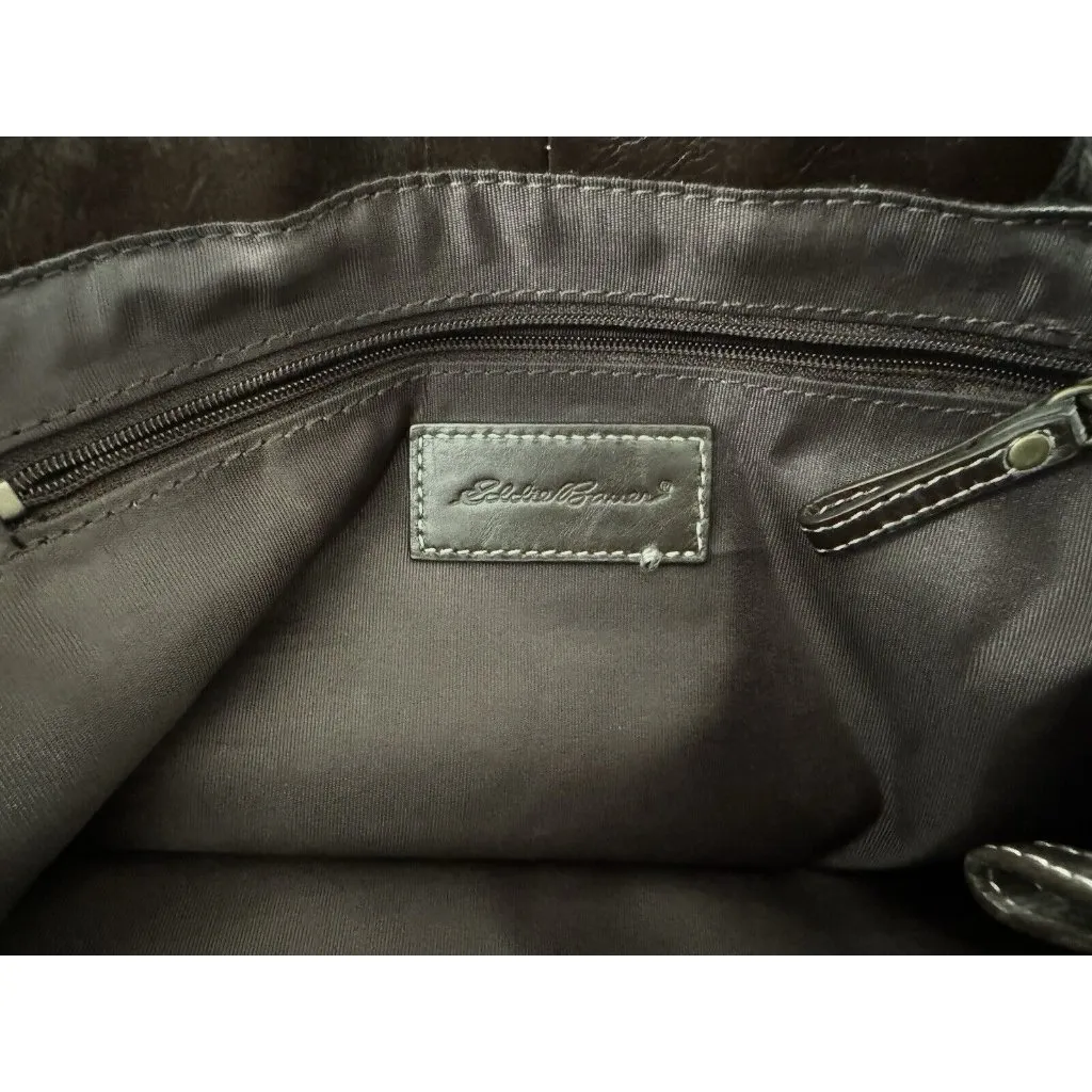 Vintage Eddie Bauer Brown Leather M Sized‎ Satchel Purse Western City Classic - Image 9