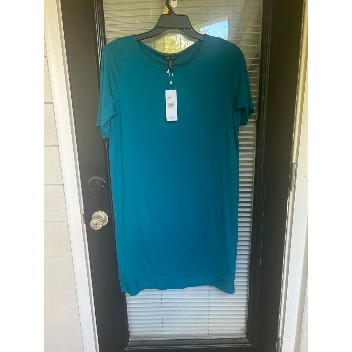 NWT Eileen Fisher Fine Tencel Stretch Jersey Tunic Dress Green Size M - Image 12