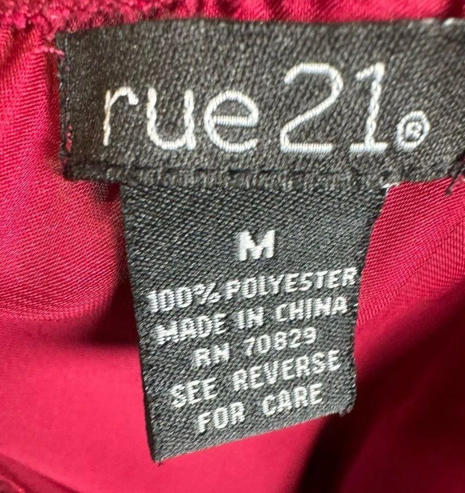 One shoulder satin ruffle fuchsia smocked blouse top size medium - Image 4