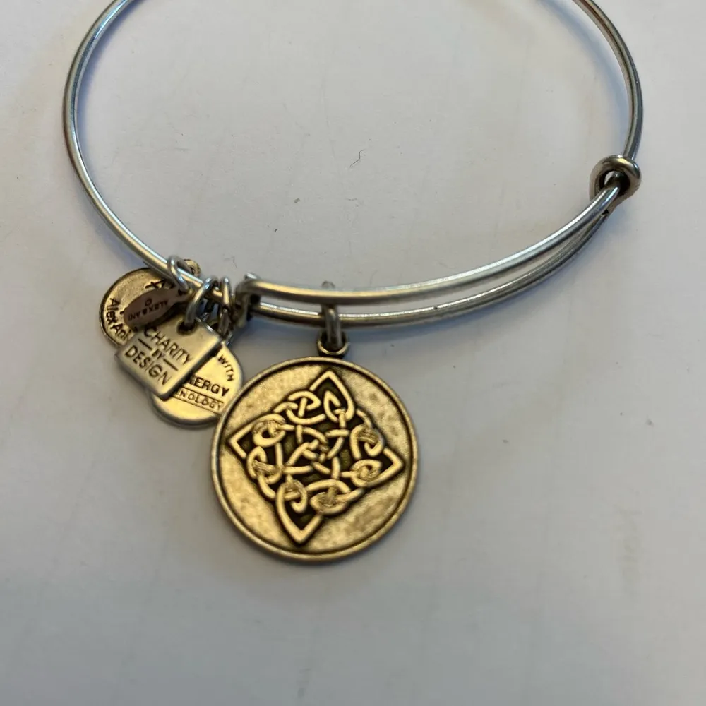 Alex and Ani Silver Celtic Knot Charm Adjustable Bangle Bracelet - Image 2