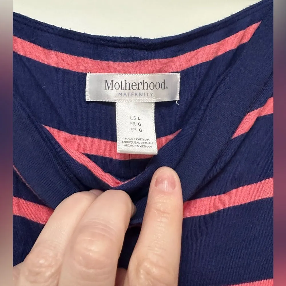 Motherhood Maternity Strapless Hi-Lo Dress Navy/Pink (521) - Image 3