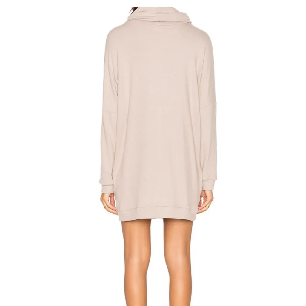 New MICHAEL LAUREN XRevolve Vargus Draped Turtleneck Dress Large Oatmeal - Image 3