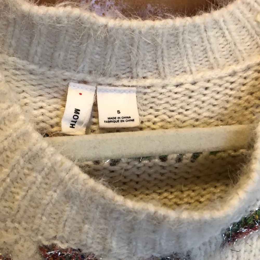 Anthropologie Moth Metallic Check Sweater S - Image 4