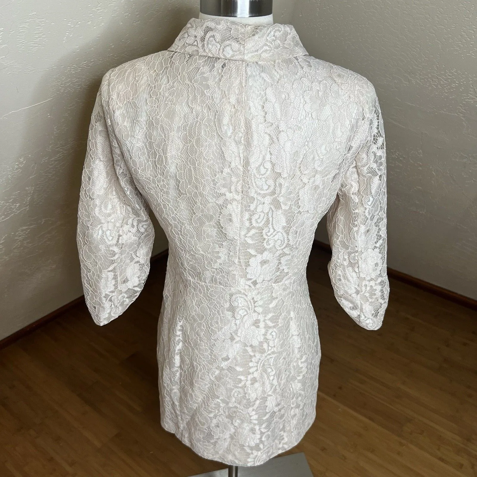 Lulus Double Breasted Dress Size Small Beige Ronan Lace Mini‎ Cocktails Party - Image 9