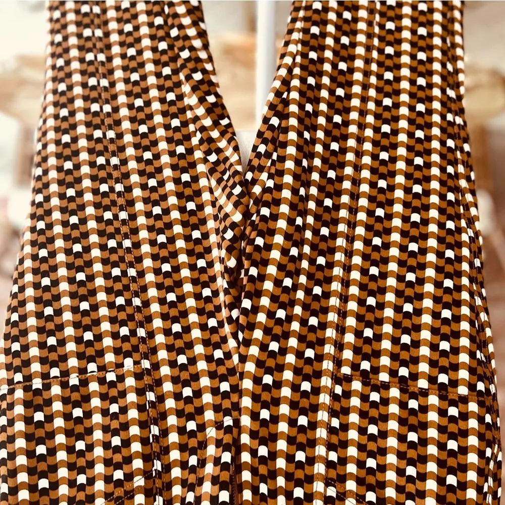 Maeve Anthro Checkered Pants Slim Ankle 8 Brown Black Knit Retro Mod Stretch - Image 7