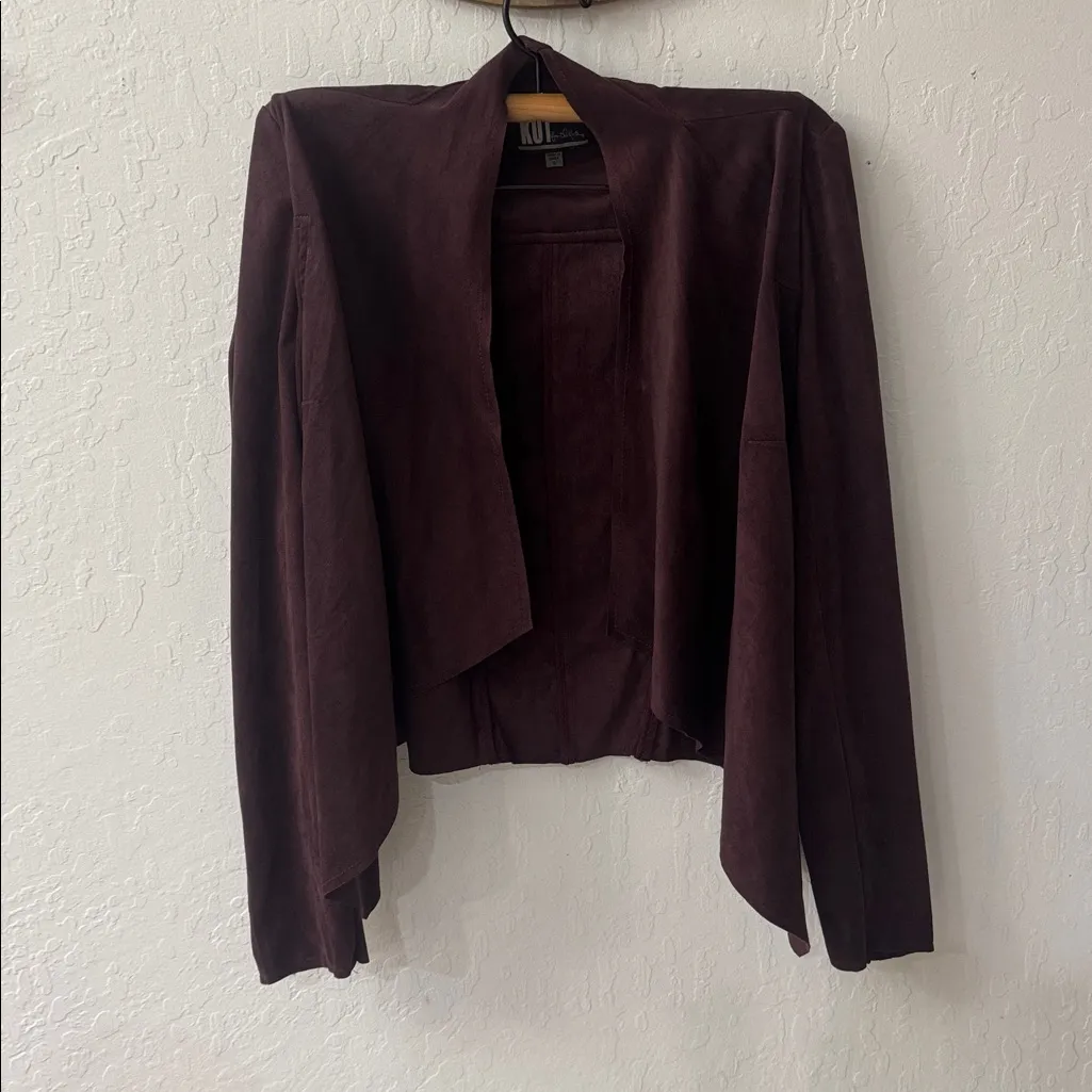 Kut From Kloth Tayanita Vegan Suede Drape Casual Career Office Blazer Jacket S - Image 2