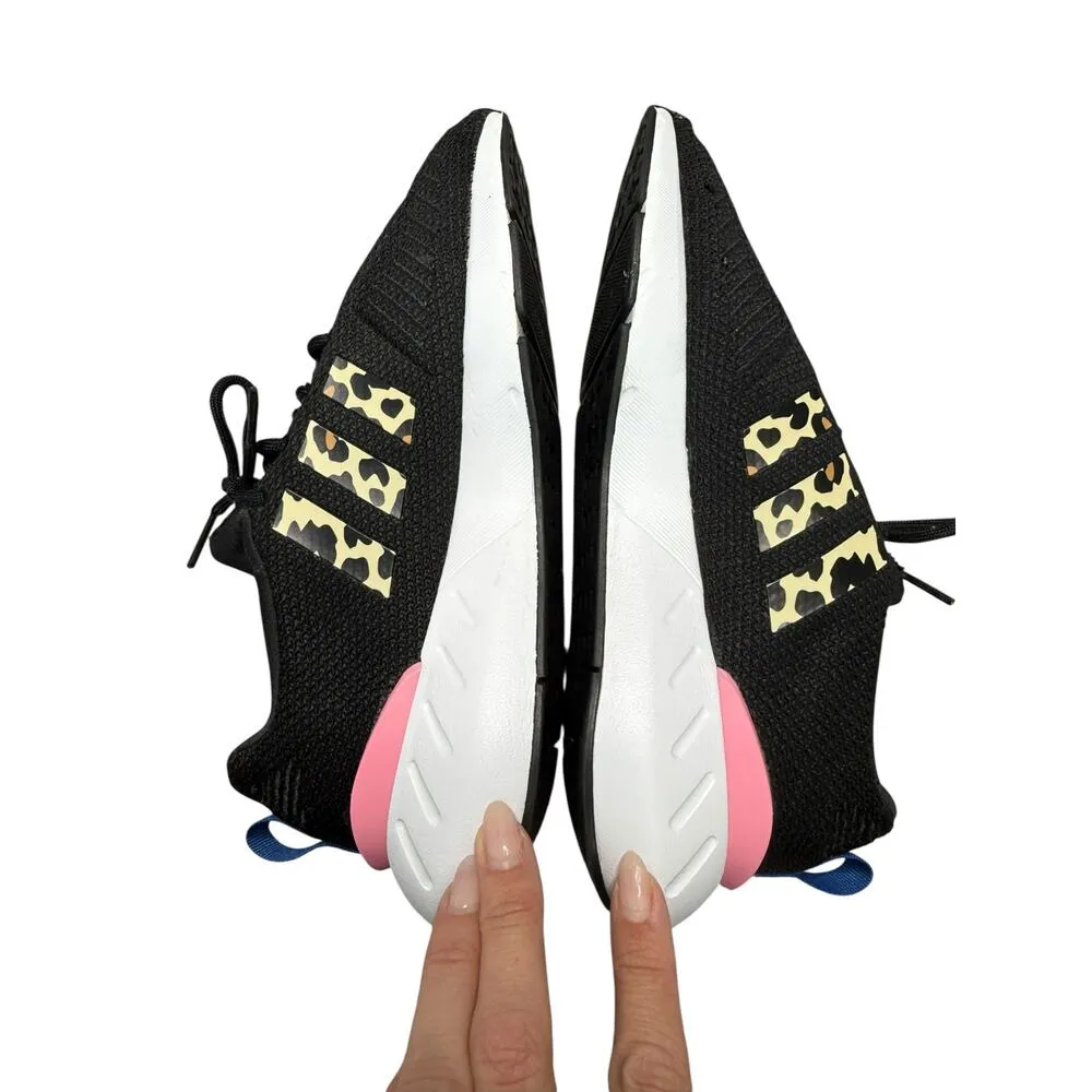 Adidas Athletic Sneakers Women 6 Black Pink Leopard Swift Run 22 Gym Running - Image 5