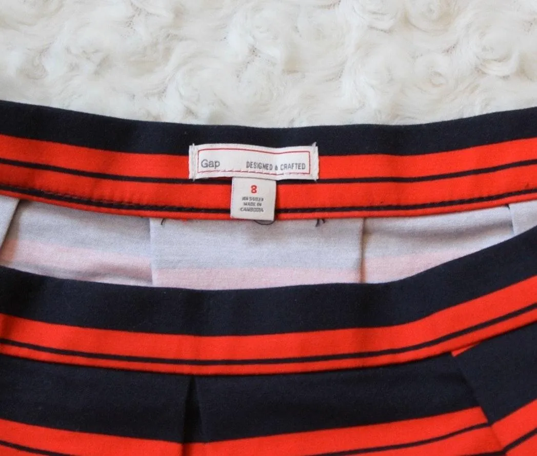 Red & Navy Stripe Flirty Pleated Skirt - Image 4