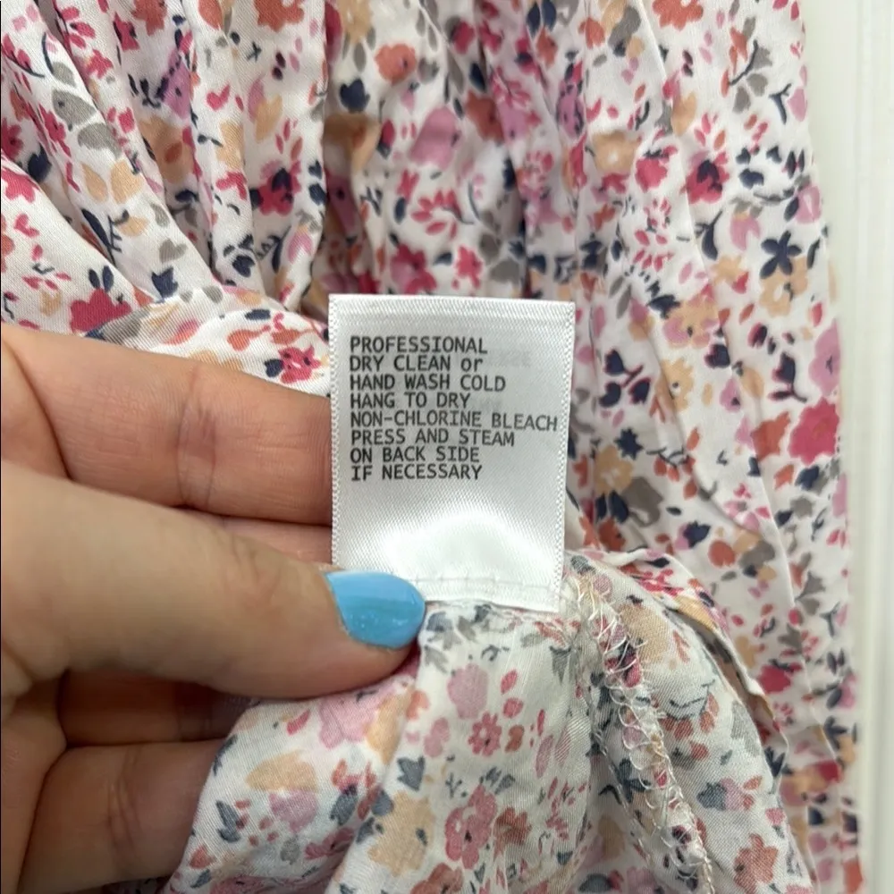 Cynthia Rowley Dainty Floral Print Women's Ruched Top  3/4 Sleeves - Image 6