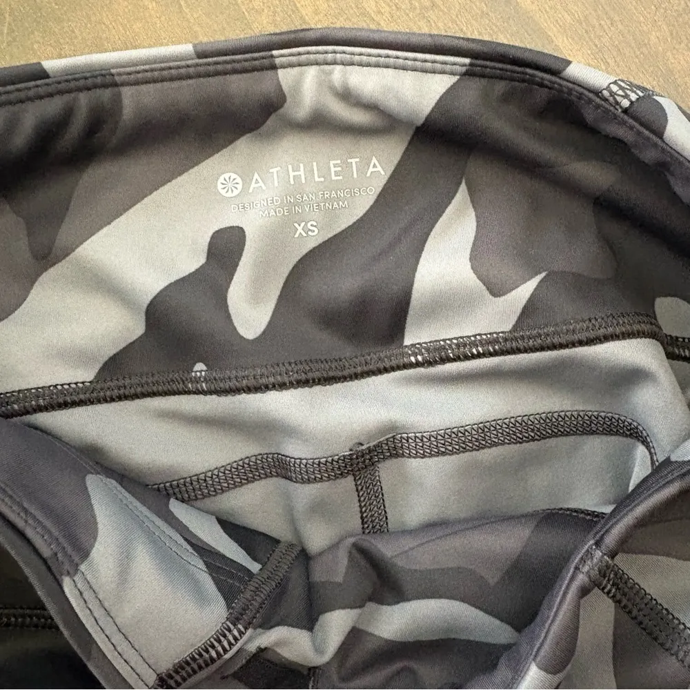 Athleta Leggings Womens Black Gray Camo Contender Powerlift Athletic Pockets XS - Image 8