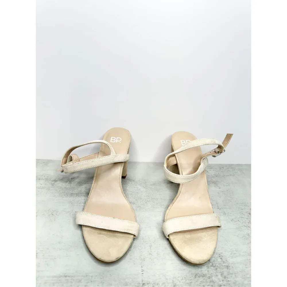 BP Sandals Womens Size 6.5 Light tan Ankle Strap Leather Open Toe‎ Block Heel - Image 4