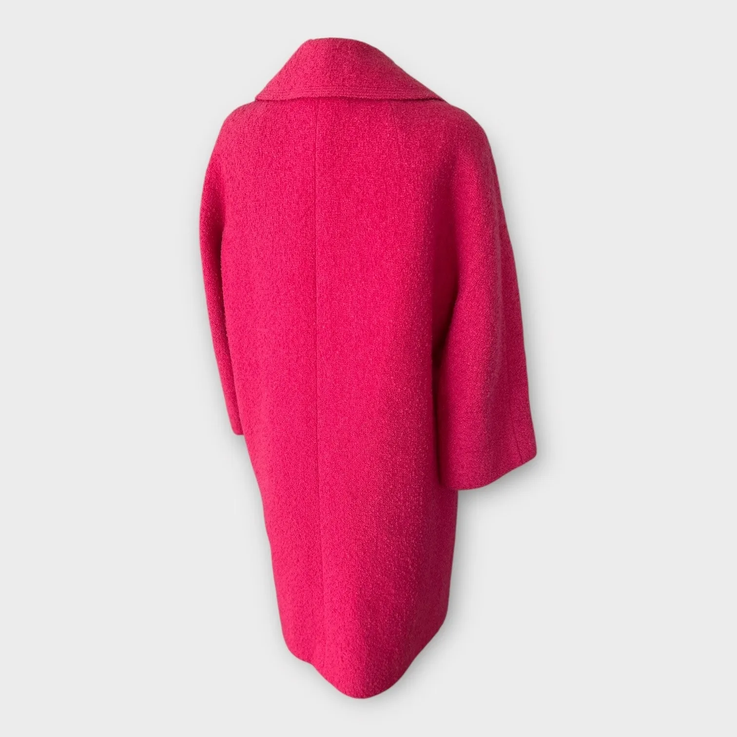 Vintage 60s Sycamore Hot Pink Boucle Wool Double Breasted Swing Coat Women's M L Size L - Image 5