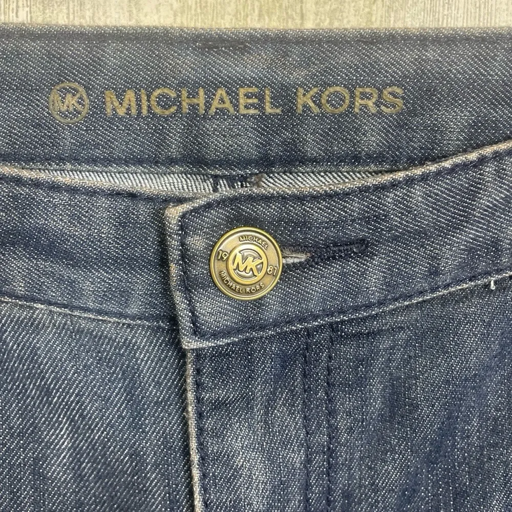 MICHAEL KORS Jeans Womens 12 Dark Blue Slim Fit Mid‎ Rise Denim MK Logo - Image 7