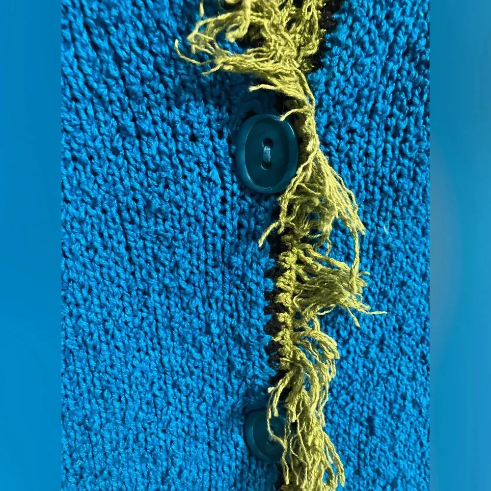 Vintage Design Options Colorblock Button Down Cardigan sweater Bright Medium Pink - Image 8