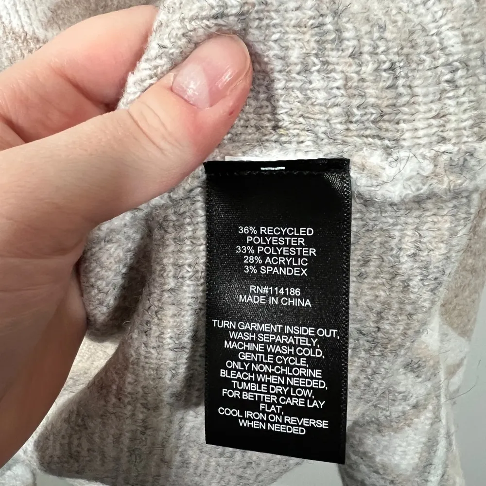 Frye Sweater Ladies Patterned Jacquard Open Front Cardigan Size XL Light Tan - Image 7