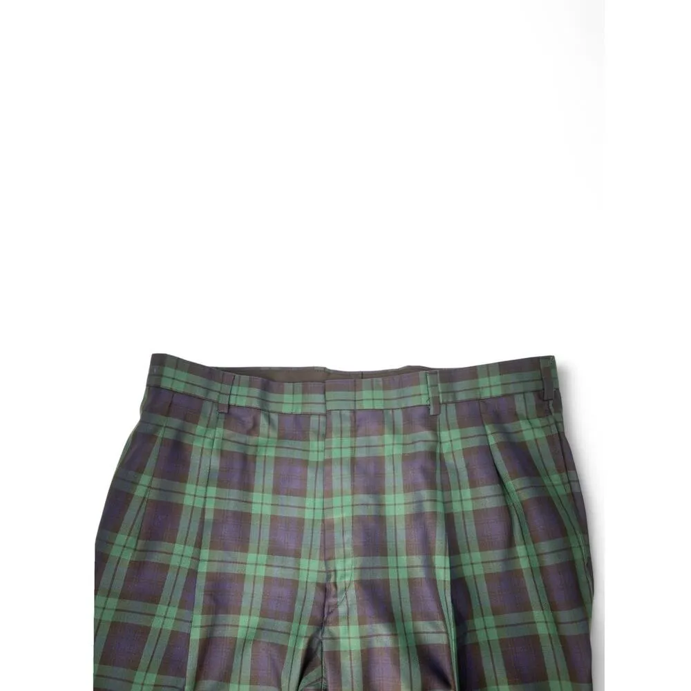 Hickey Freeman X Maus Hoffman 36 Plaid Cropped Plaid Golf Holiday Pants Women's Green - Image 3