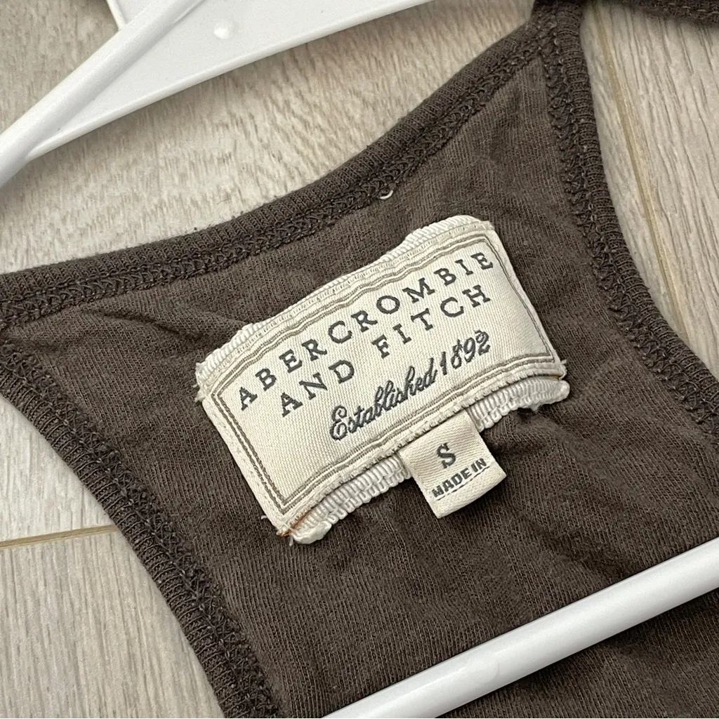 Abercrombie & Fitch Tank Top lace trim long racerback womens Brown (small) y2k - Image 2