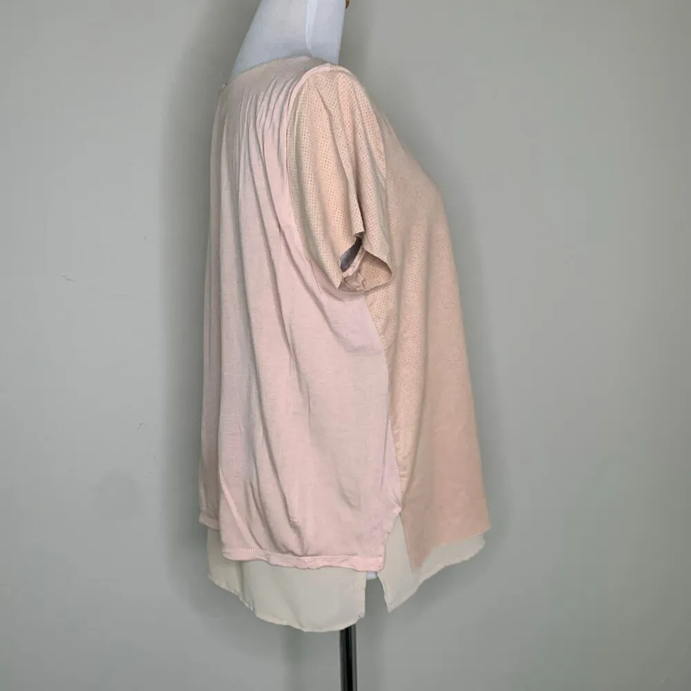 Blush Pink Faux Suede Shirt Chiffon T Shirt Medium - Image 4
