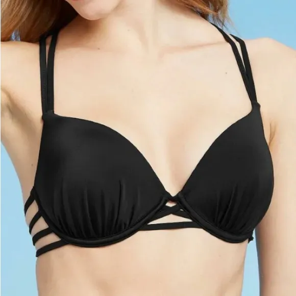 Shade & Shore  Black Strappy Padded Bikini Top - Image 3