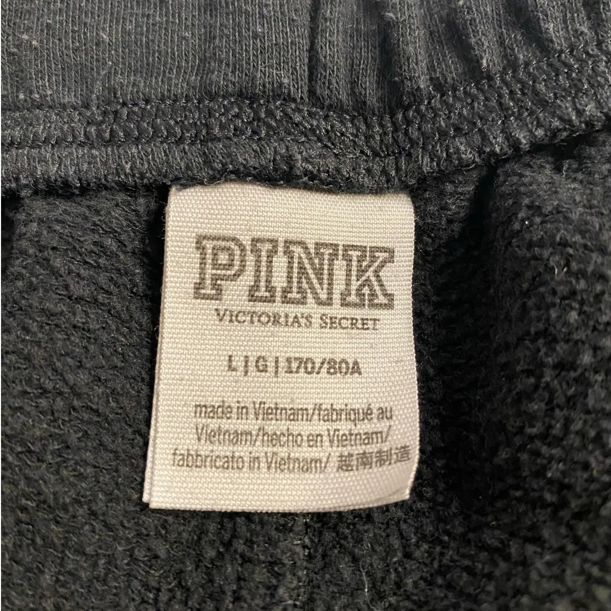 Black Fleece Lounge Shorts Victoria’s Secret PINK Large Cozy Casual - Image 3