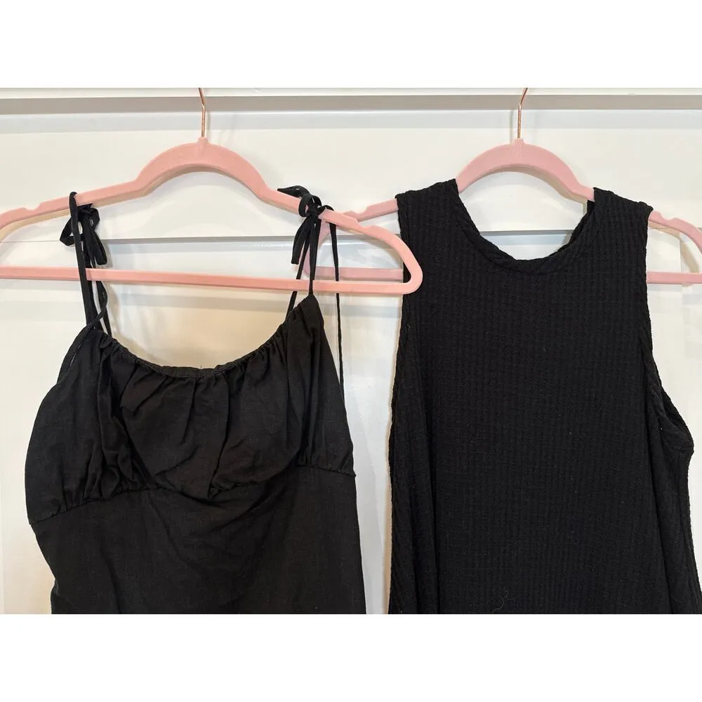 Urban Renewal Black EcoVero Linen Mini Dress and Sage Waffle Knit SunDress, S - Image 2