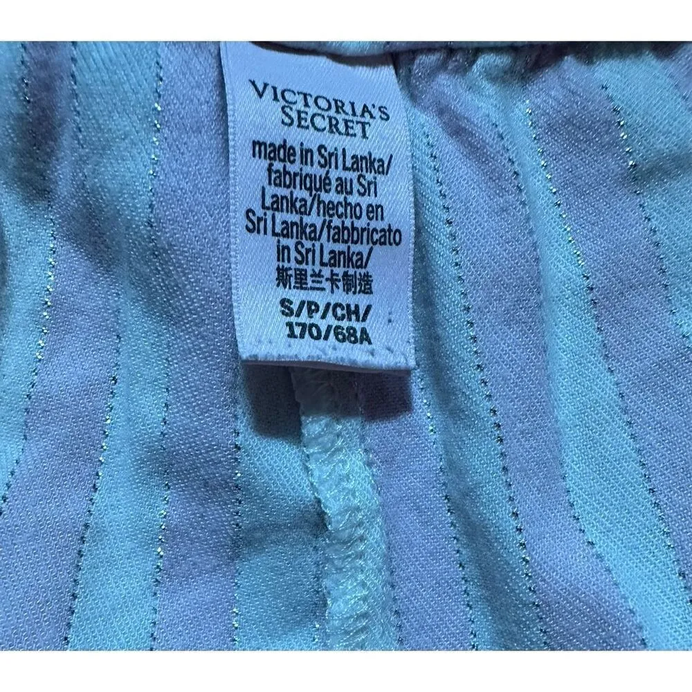 Victoria’s Secret pink white metallic silver striped pajama set sz small - Image 10