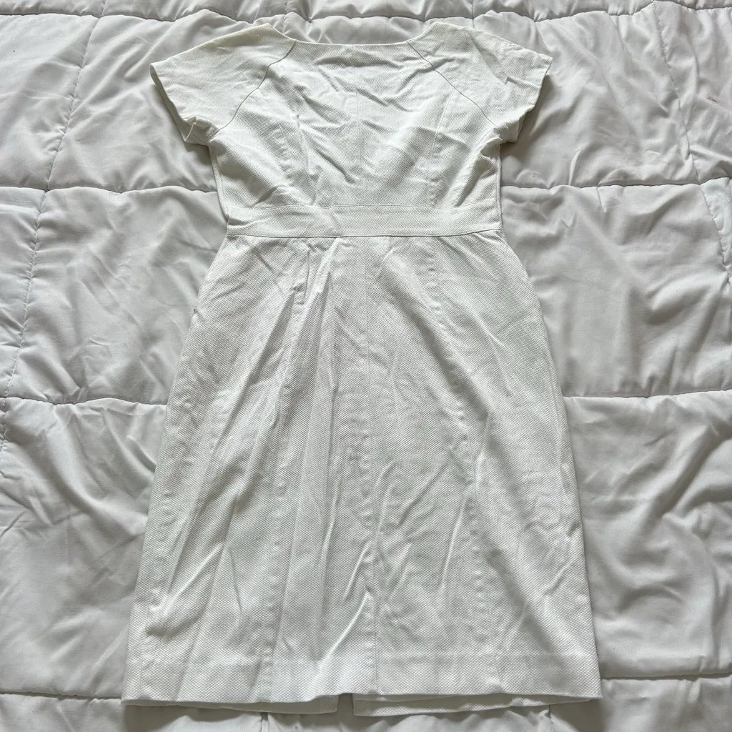 Chetta B Womens 2 White Full Front Zip Sheath Dress Office Casual Business - Image 9