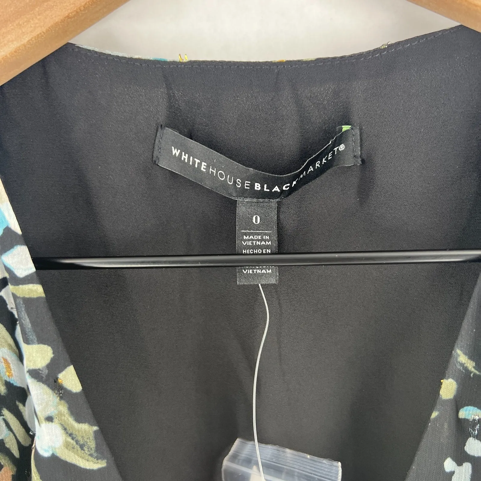 White House Black Market Blouse Top Womens 0 Multicolor Floral V Neck Side Zip - Image 11