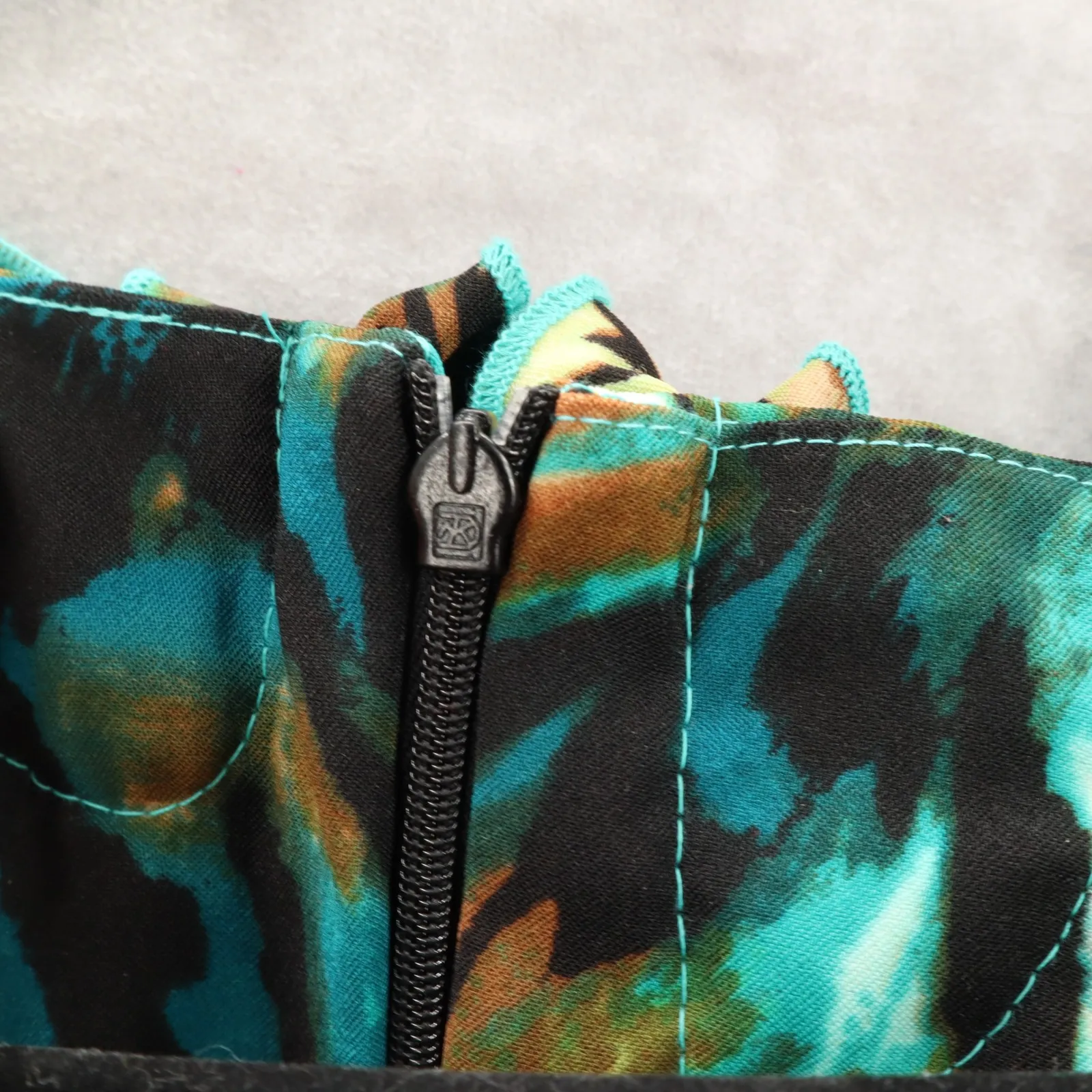 Green Ruffle Party Animal Tropical Colorful Y2K Vintage Cocktail Artsy Dress 14 - Image 14