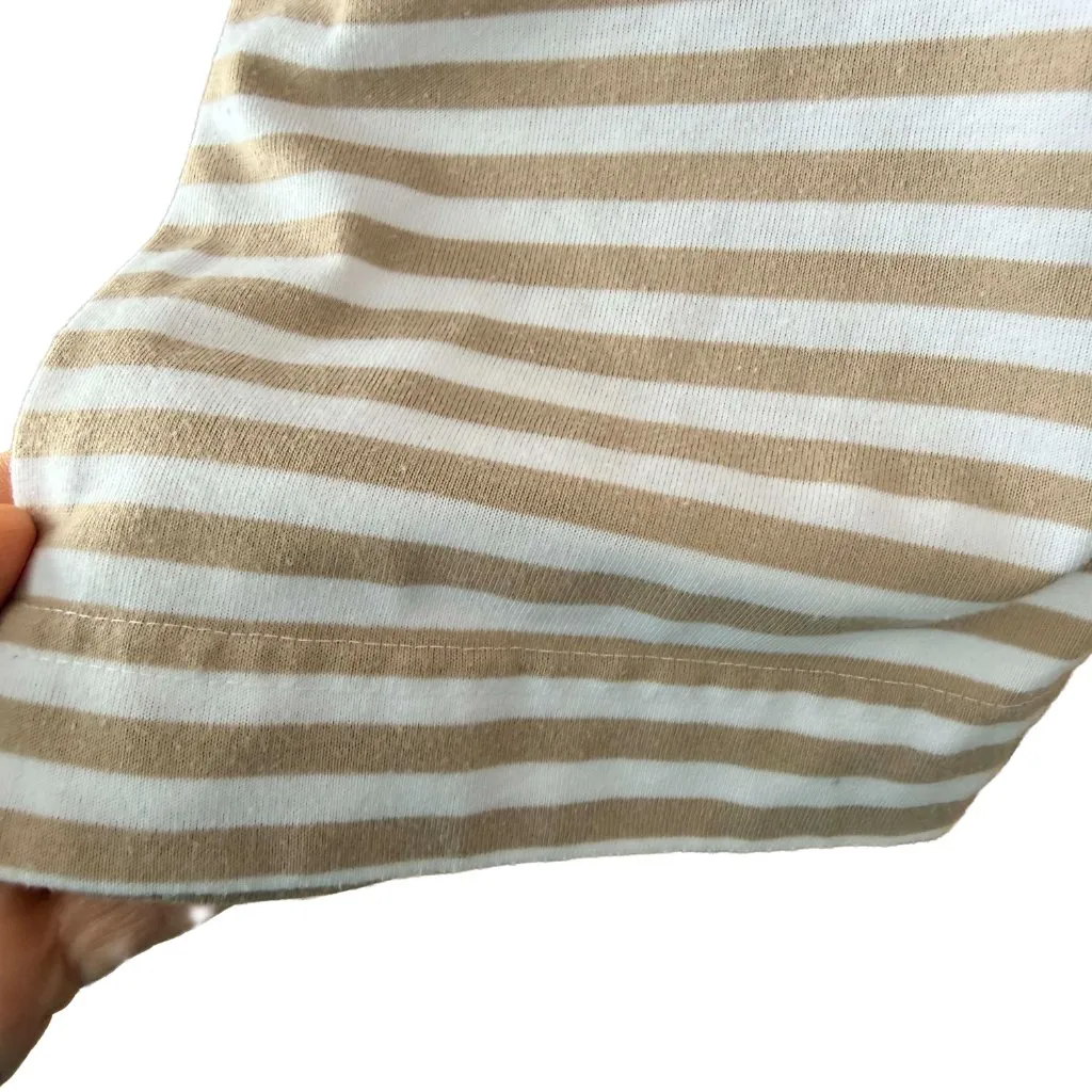 Lindsey Blake Sport Tan White Striped Cotton T - Image 3