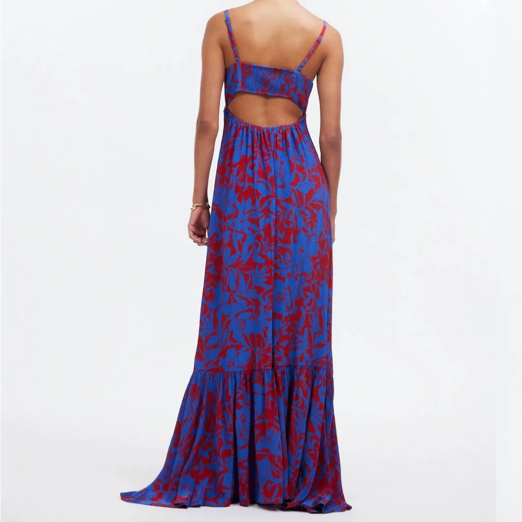 Madewell Empire-Waist Tank Maxi Dress in Exploded Red And Blue Floral 4 - Image 2