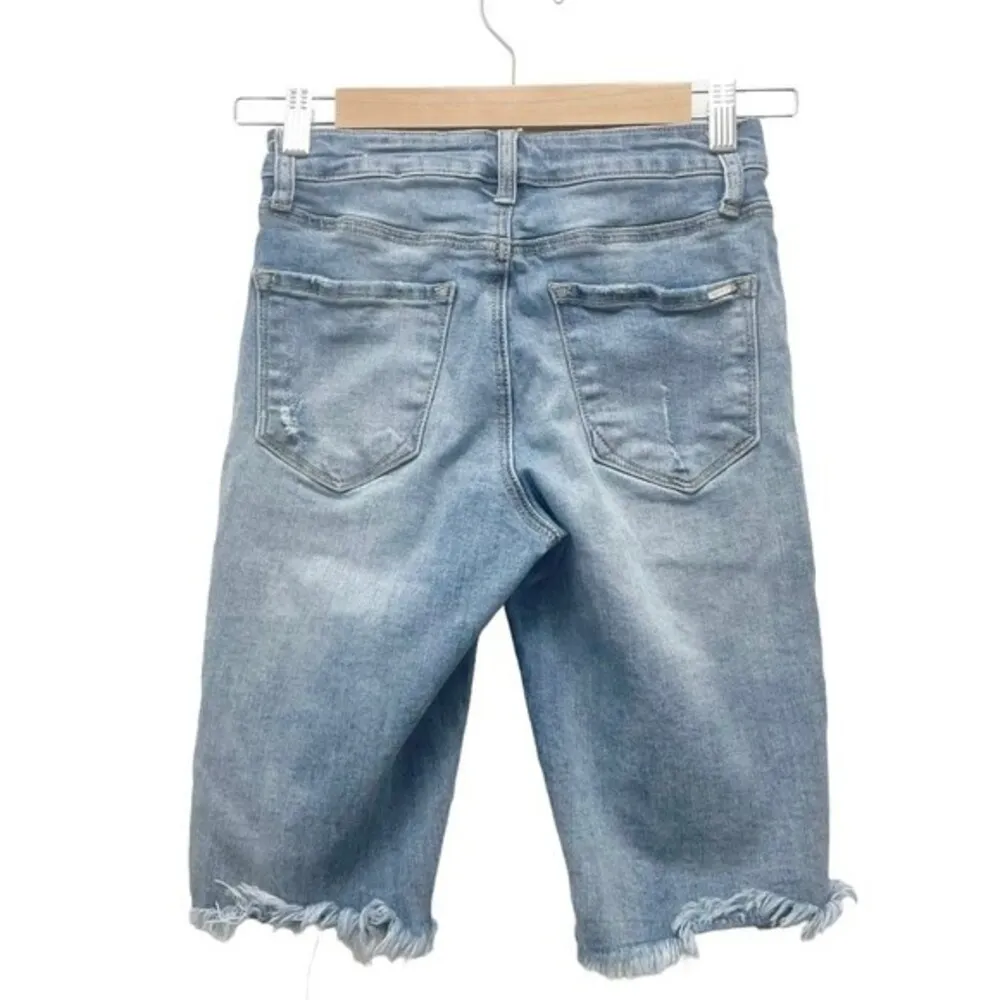 Insane Gene Distressed Denim Bermuda Shorts Women’s Size Small Cutoff Jorts Blue - Image 2