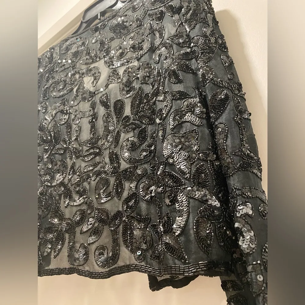 Vintage Robert Anthony Women’s Black Silk Sequined Cropped Jacket Blazer - Image 7