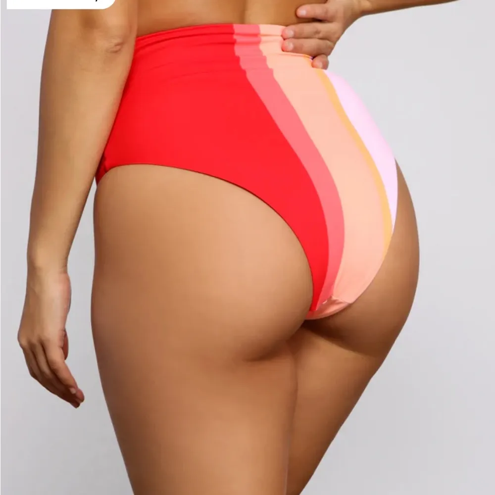 NWT Beach Joy bikini set color block high waist & tie front bikini small red - Image 15