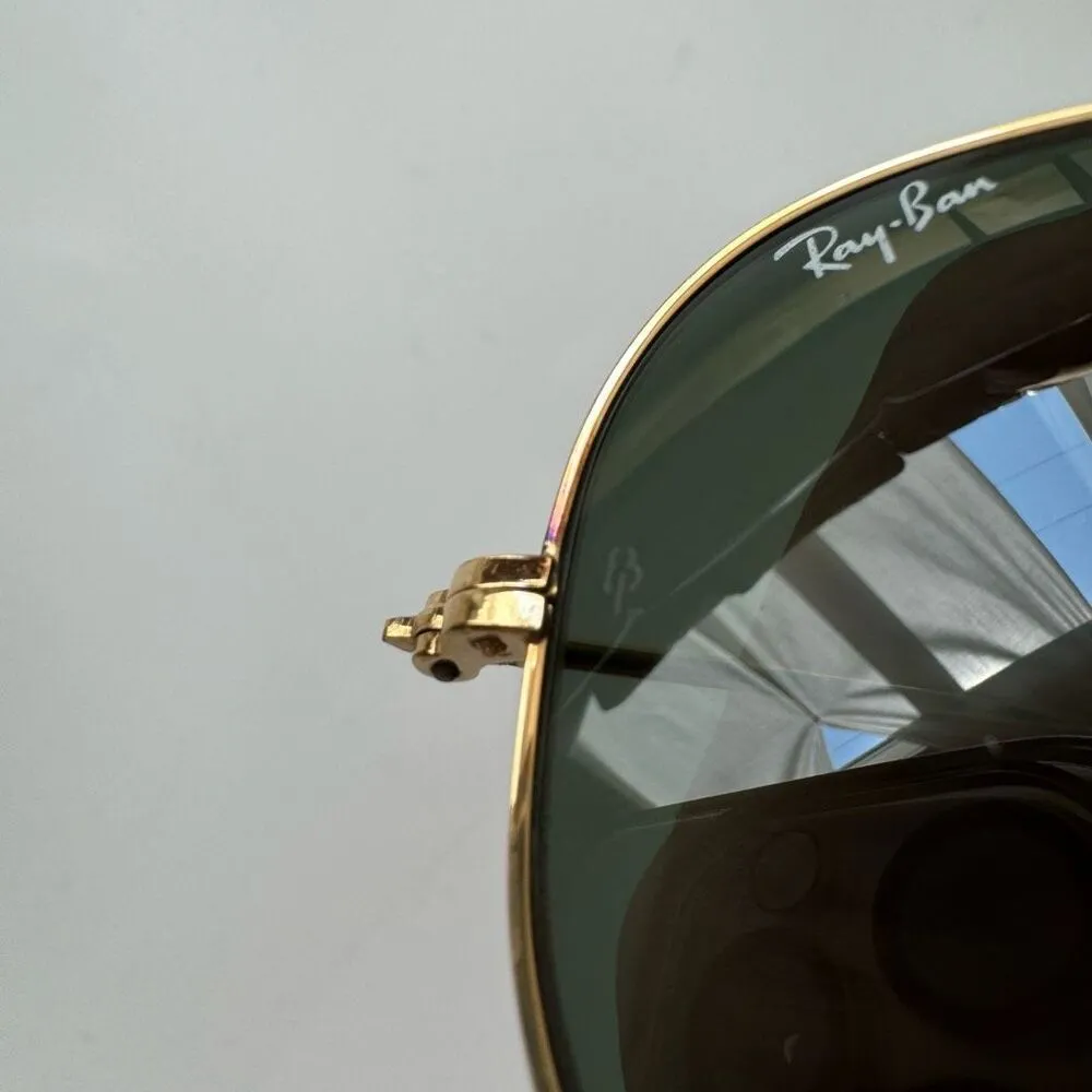 Vintage B&L Ray-Ban Aviator Sunglasses 58mm Gold Frame USA Made G15 Lens Unisex - Image 11