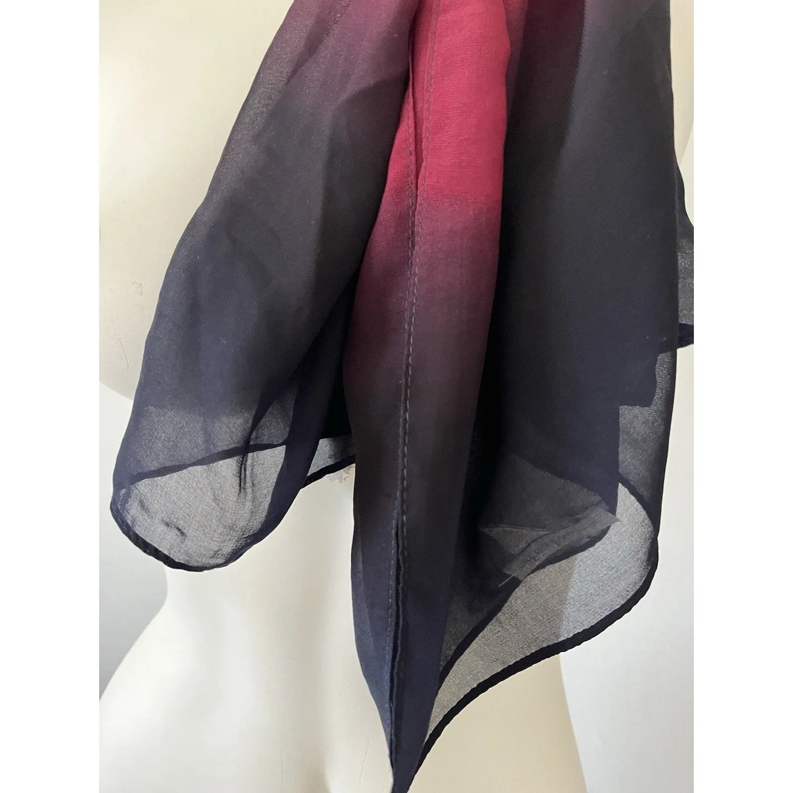 Charming Charlie Ombré Dyed Rectangular Scarf Burgundy Navy Peach GUC - Image 8