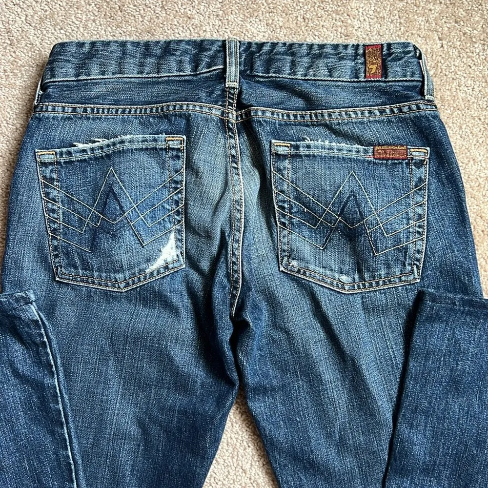 “A” Pocket Distressed Boot Cut Jeans   Size 29 - Image 7