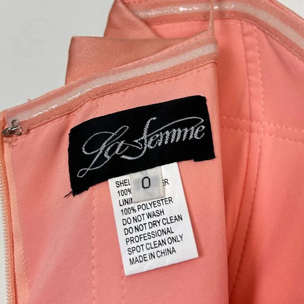 LA FEMME Strapless Slit Satin Ballgown in Peach Size US 0 - Image 6