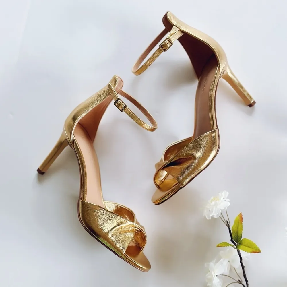 NEW Nordstrom Anders Lea Ankle Strap Sandal Gold Metallic - Image 3