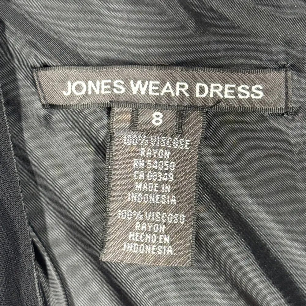 Jones Wear Dress Black White Floral Flower Print Midi V Neck Career Party Size 6 - Image 7