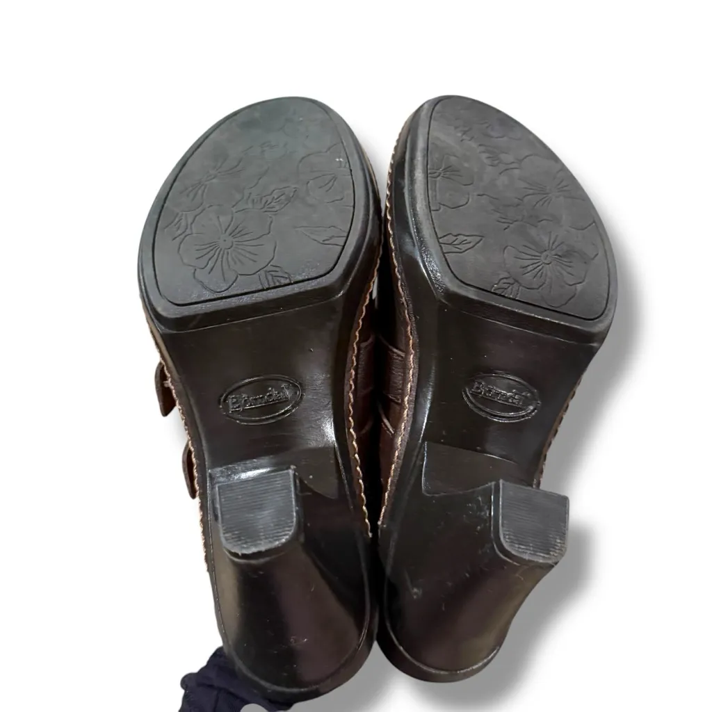 Bjorndal Juliana Brown‎ Leather Slip On Buckle Heeled Mules Sz 6.5 - Image 10