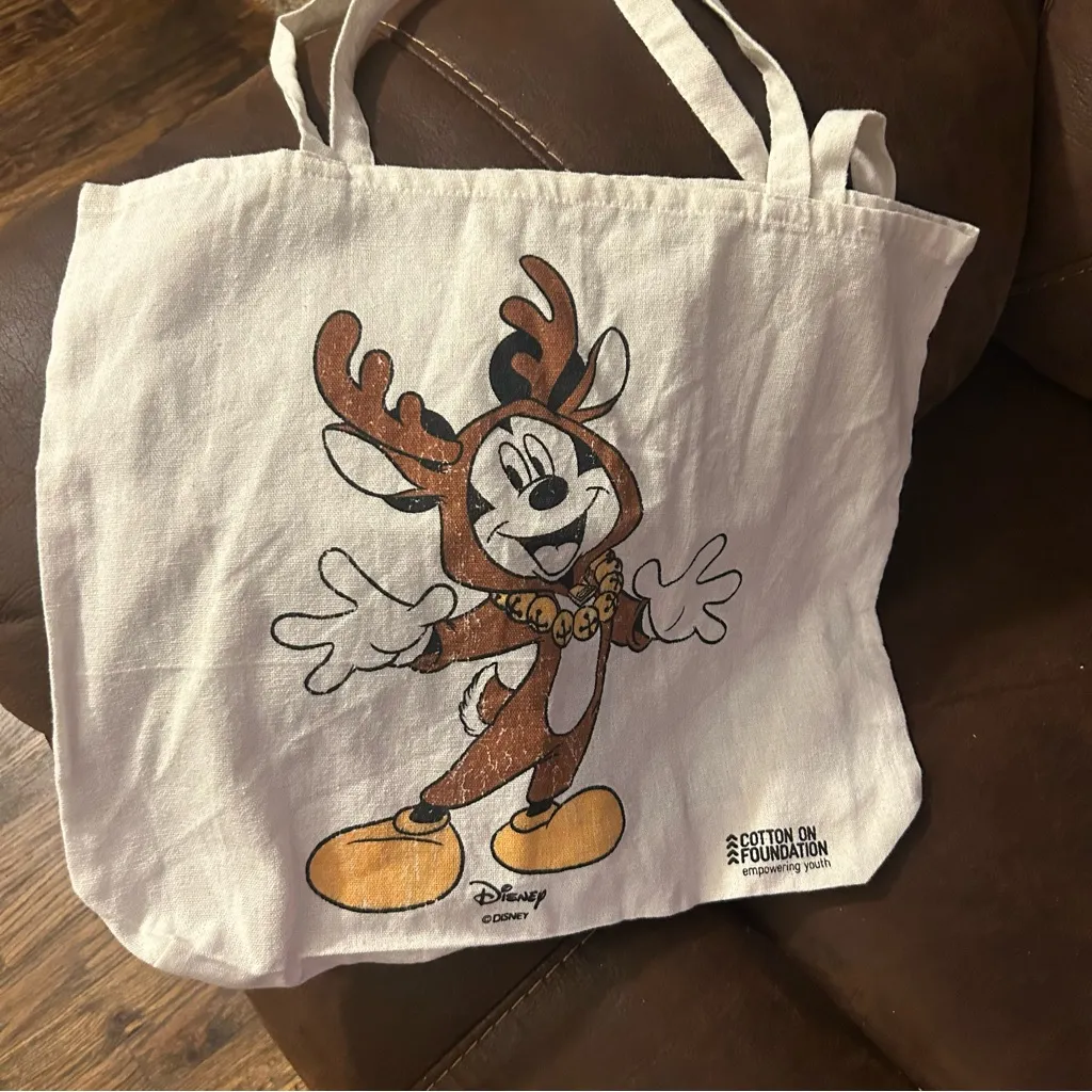 Disney x Cotton On Foundation Collab Mickey Mouse reindeer suit canvas tote - Image 2