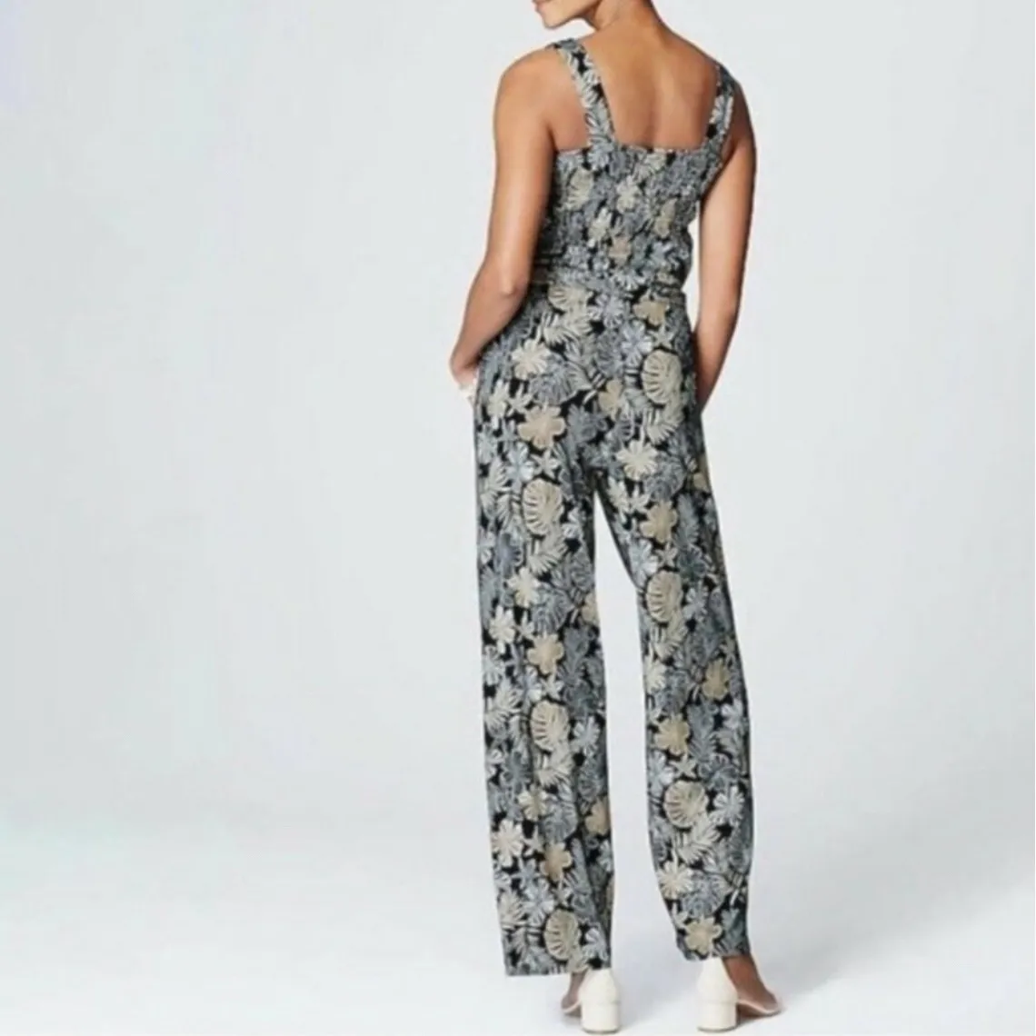 J Jill Jumpsuit Womens XL Wearever Collection Palm Wide Leg Boho Beach‎ - Image 7