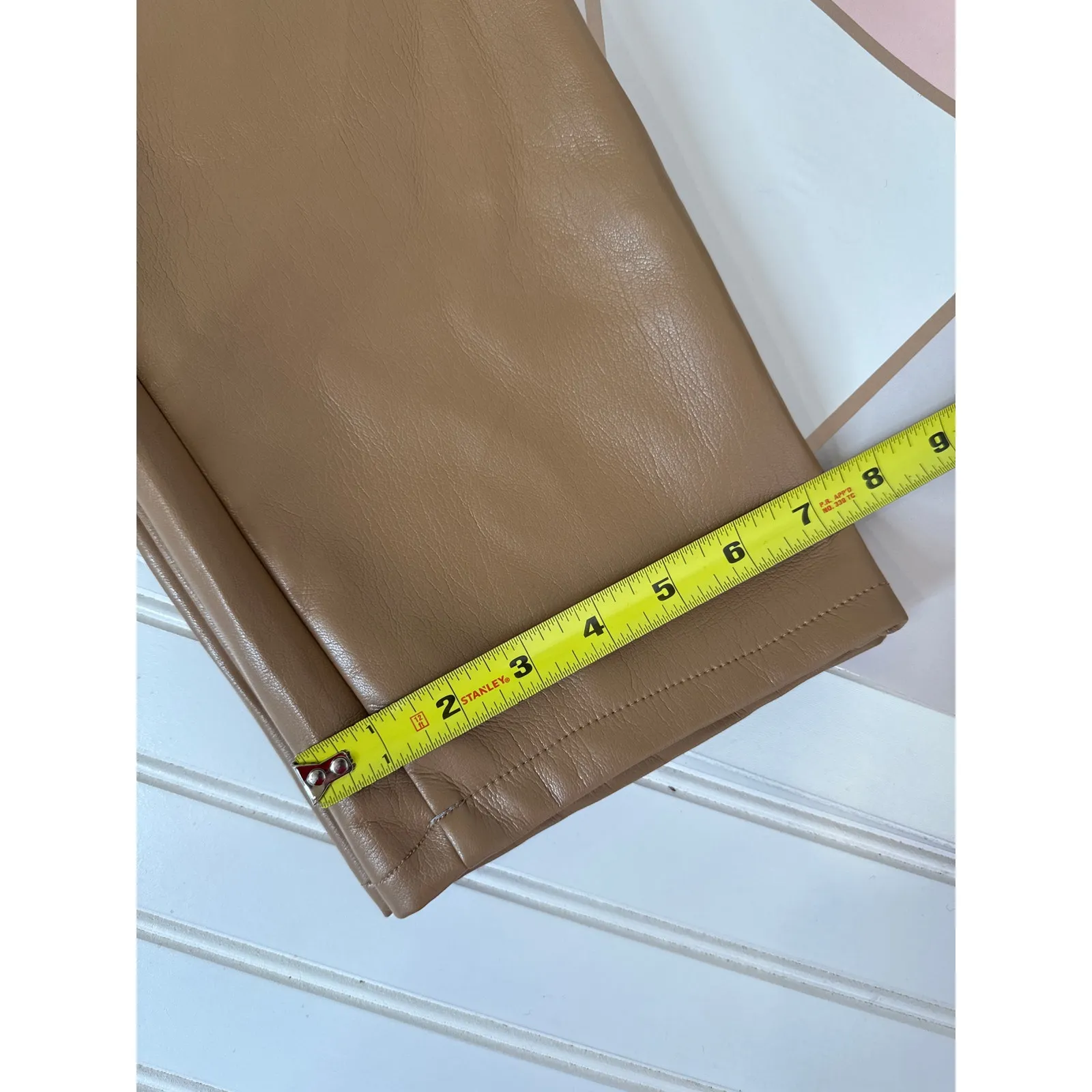 ARITZIA Wilfred Saville Melina Vegan Leather Pants Saville Beige High Waist Sz 4 - Image 7