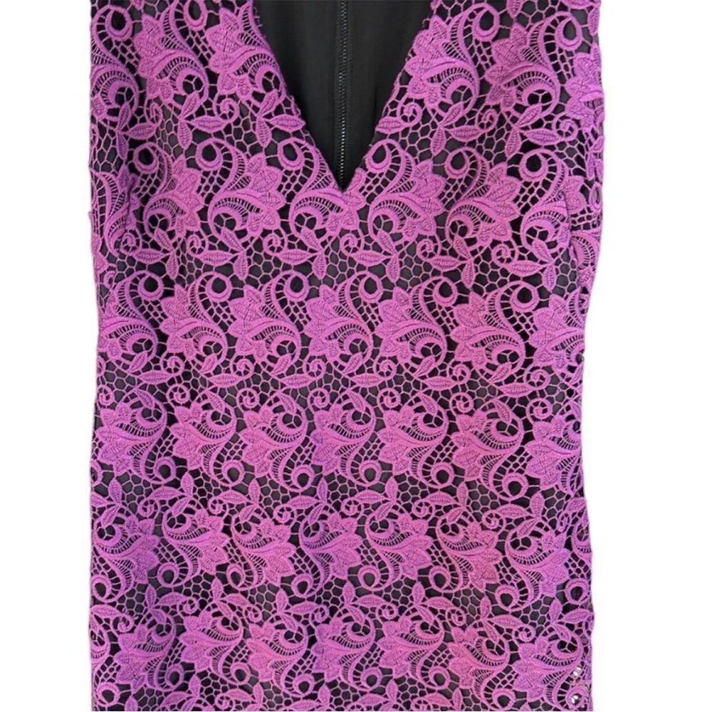 EUC Alice + Olivia Preslee Purple Lace Midi Dress Size 8 - Image 4