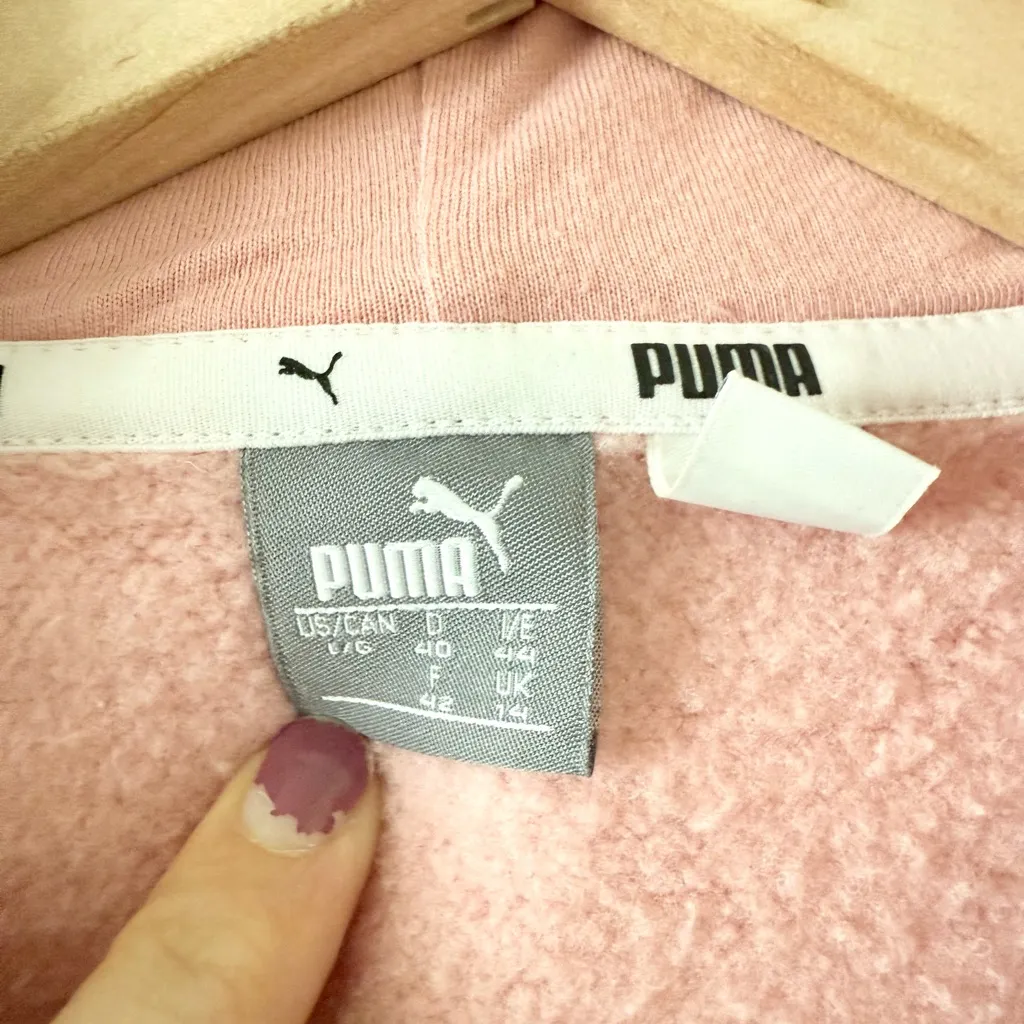 PUMA Women's Long Sleeve Hoodie Sweatshirt in Light Pink Size L - Image 5