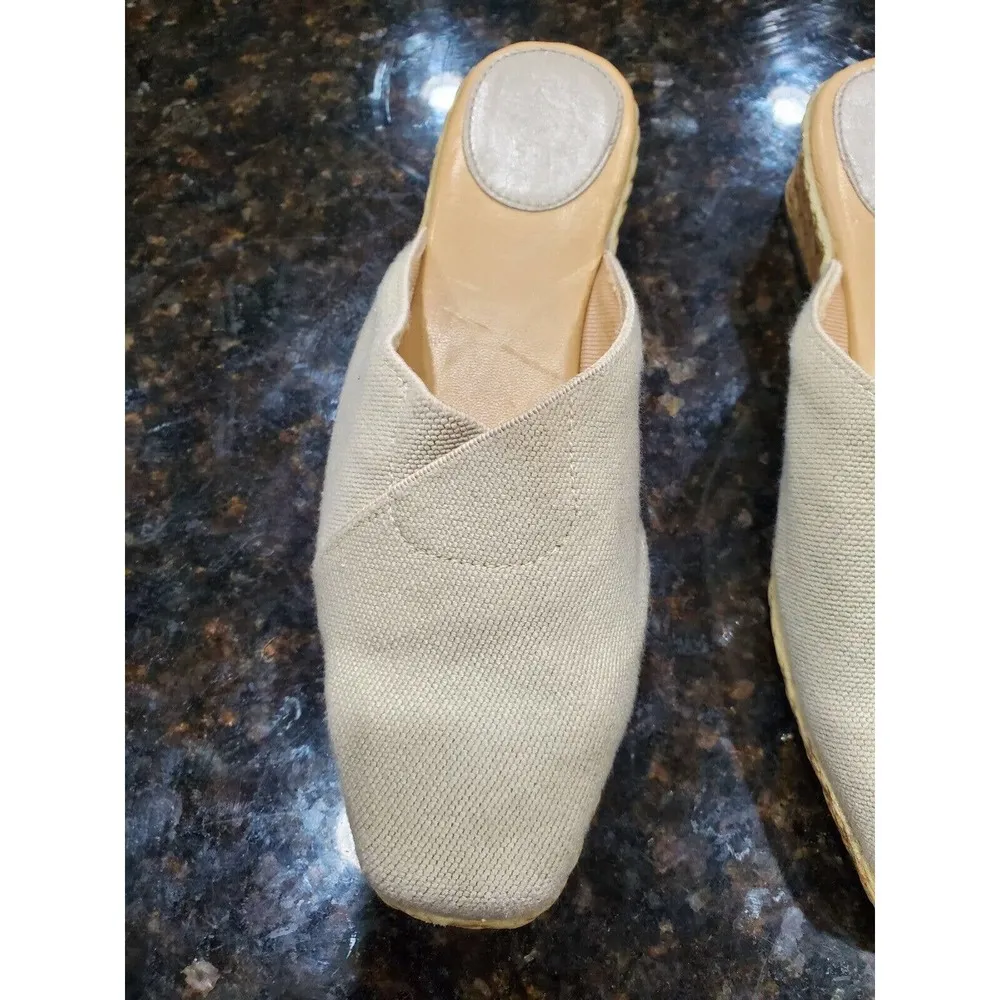 LifeStride Women s Beige Linen Low Heel Slip On Clogs Slipper Size 6 - Image 5